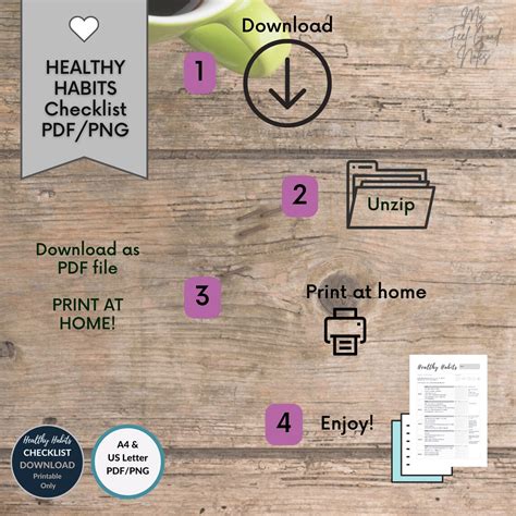 Daily Habit Tracker Printable Healthy Habits Checklist Minimal Grey