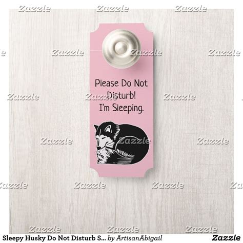 Sleepy Husky Do Not Disturb Standard Door Hanger Artisanabigail At