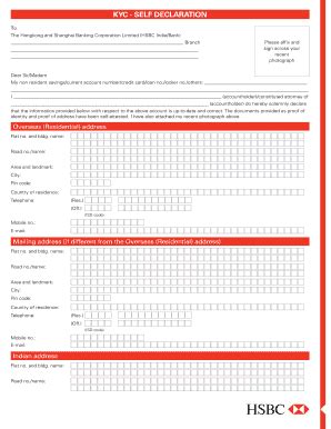 Fillable Online Overseas Residential Address HSBC Fax Email Print