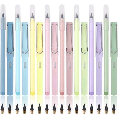 Lot de 16 crayons magiques avec gomme pastel éternel avec 16 plumes