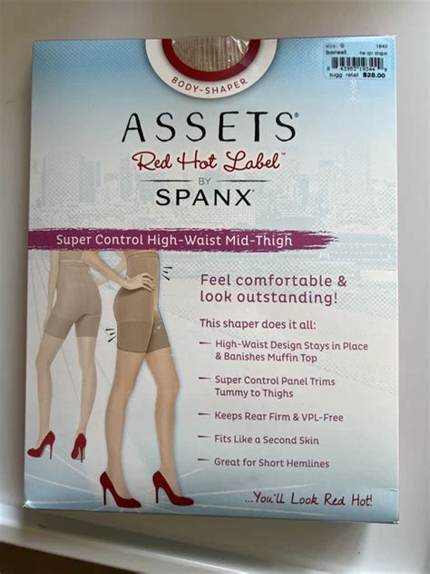 SPANX ASSETS RED Hot Label Super Control High Waist Mid Thigh Shaper Size 6 Nude 13 98