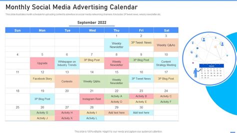 Monthly Social Media Advertising Calendar Presentation Graphics