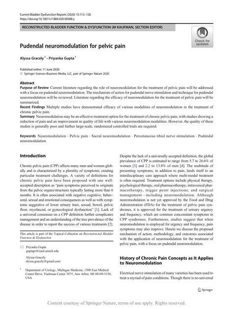 Pudendal Neuromodulation For Pelvic Pain Request PDF