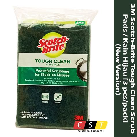 M Scotch Brite Tough Clean Scrub Pads Kain Hijau Pcs Pack New