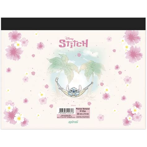 Planner De Mesa Semanal Stitch Folhas Spiral Ds Pt