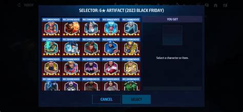 Artifact Selector Marvel Future Fight