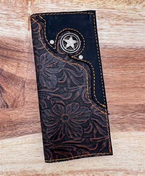 Western Wallet Men Tall Leather Wallet Cowhide Wallet Cowboy Etsy