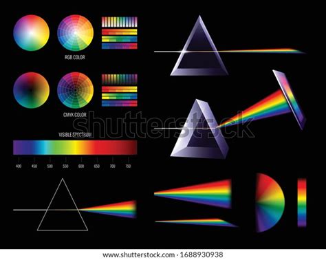 Prism Light Spectrum Rainbow Set Isolated Stock Vector Royalty Free