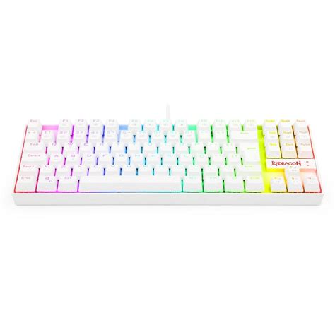 Teclado Mecânico Gamer Redragon Kumara Rgb Branco Switch Azul Abnt2