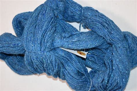 Hand Spun Blue Wool Alpaca Mohair Silk Noil Blend Yarn Etsy