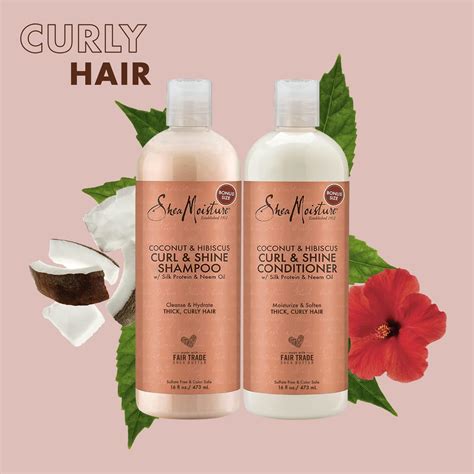 Shea Moisture Coconut And Hibiscus Curl And Shine Shampoo And Conditioner