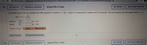 Solved A Particle Moves Along A Straight Line With Equation