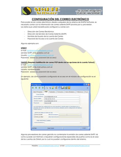 configuración del correo electrónico