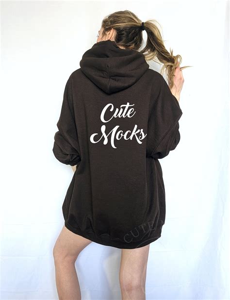 Gildan 18500 Brown Mockup Dark Chocolate Hoodie Dark Etsy