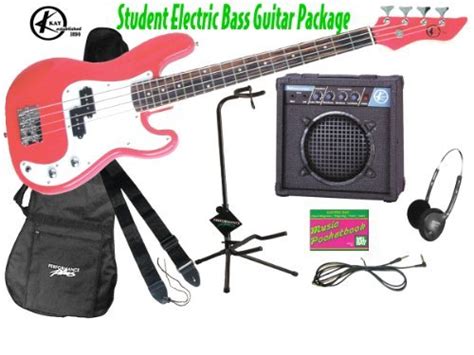 Kay Kbs24p Pack Electric Bass Guitar And Amp Package Medium Scale Punk Rock Hot Pink Gtinean