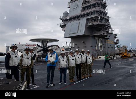 Norwegian Distinguished Visitors Observe Flight Operations From The First In Class Aircraft