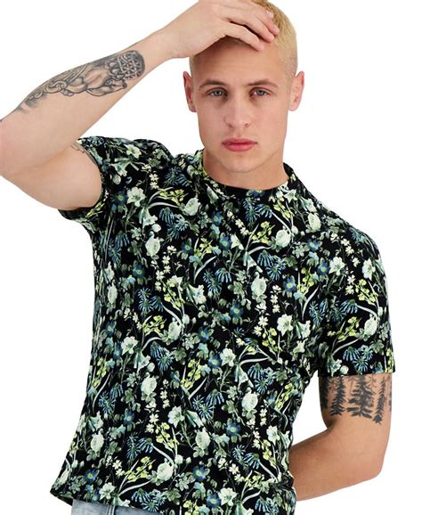 I N C International Concepts Mens Regular Fit Floral Graphic T Shirt