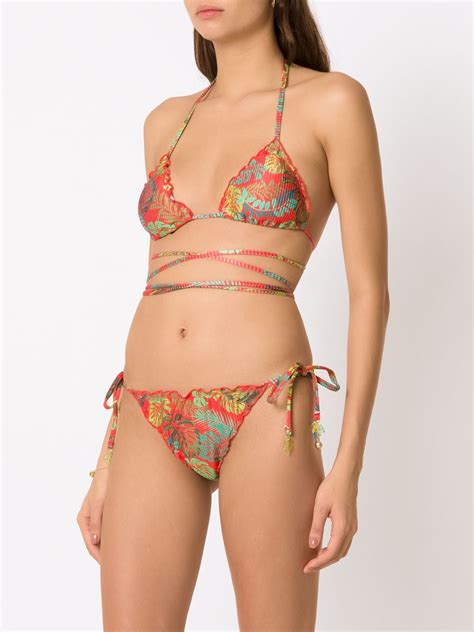 Amir Slama Palm Leaf Print Bikini Farfetch