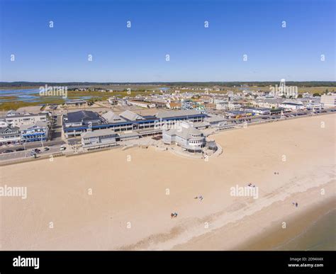 Hampton Beach Aerial View Including Historic Waterfront Buildings On Ocean Boulevard And Hampton