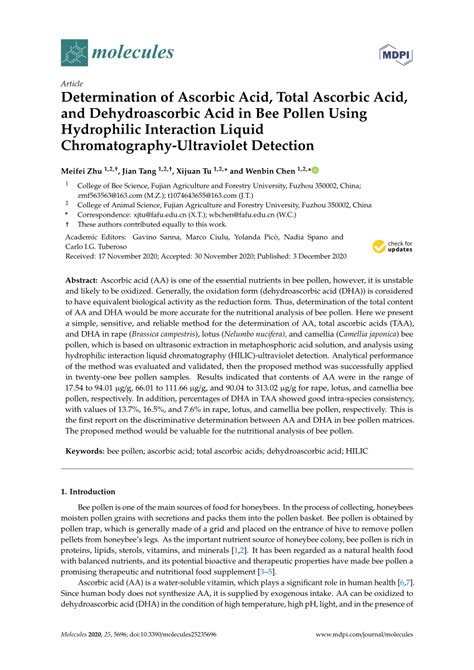 Pdf Determination Of Ascorbic Acid Total Ascorbic Acid And