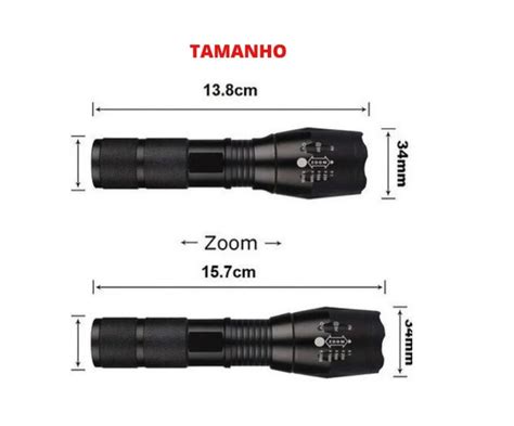 Lanterna tática led recarreg potente recarregável zoom Wall info