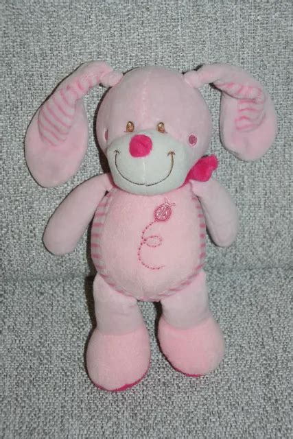 Nicotoy Doudou Chien Rose Echarpe Coccinelle Volute Brode Etat Neuf Eur