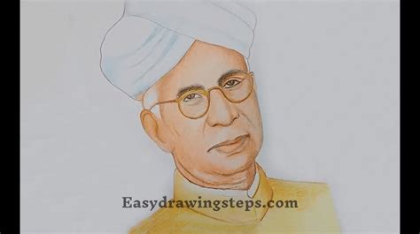 10 Easy Steps To Draw Sarvepalli Radhakrishnan Drawing Easy Drawing