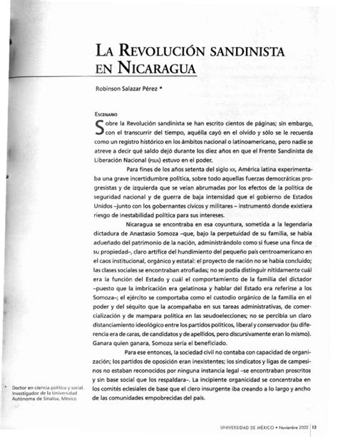 la revolución sandinista en nicaragua