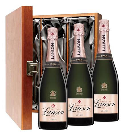 Lanson Le Rose Champagne 75cl Three Bottle Luxury Gift Box Buy Online