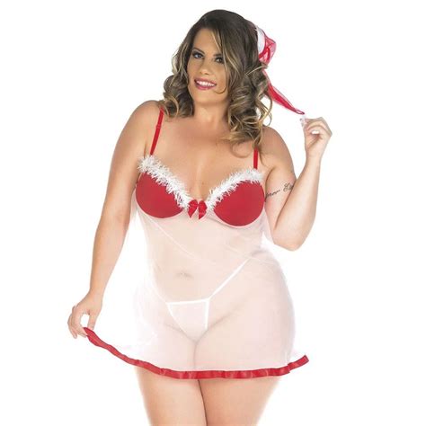 Camisola Plus Size Mamãe Noel Pimenta Sexy Donna Toys Sexshop em