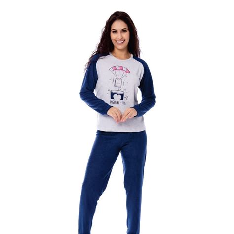 Pijama Feminino de Inverno Plush Desenho Victory Galé Lingerie Calcinhas sutiãs cuecas