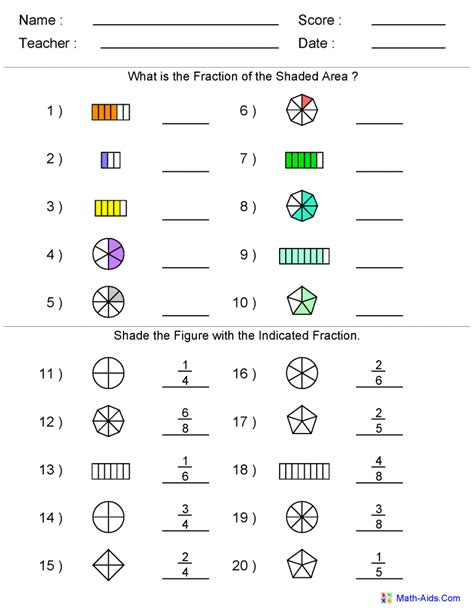 Printable 5th Grade Fractions Practice Worksheet | MySchoolsMath.com