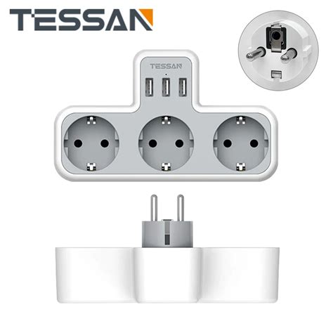 Tessan Multiprise Prise Eu Avec Prises Ac Ports De Charge Usb