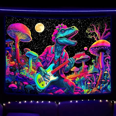 Amazon Saoluis Blacklight Dinosaur Tapestry Funny Neon Dinosaur