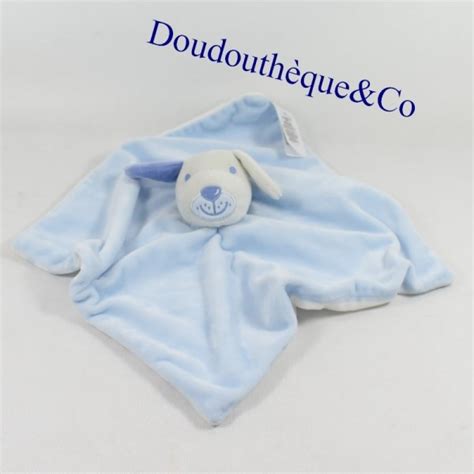 Doudou plat chien PRIMARK bleu rayé blanc Baby Comforter SOS doudou