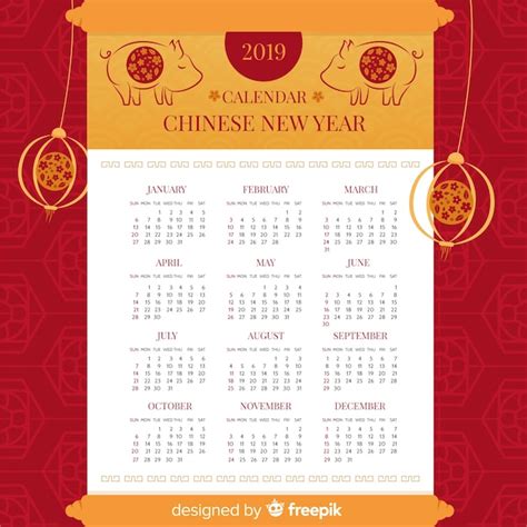 Free Vector | Beautiful chinese new year calendar