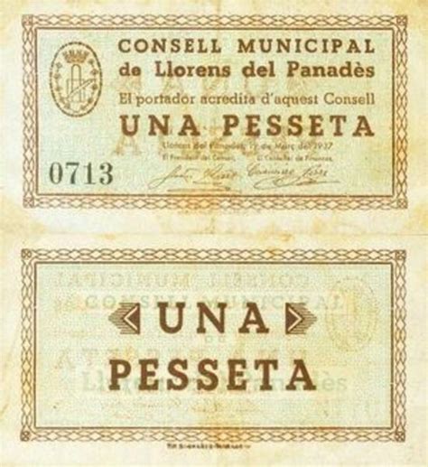 Peseta Lloren Del Pened S Municipio De Llorens Numista