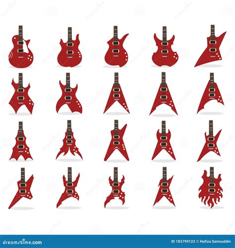 Different Types Of Electric Guitars Vector Illustration Decorative