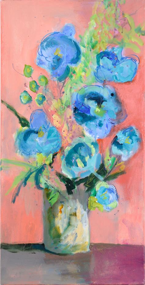 David Adickes Bouquet Foglie Blu E Limone Natura Morta Astratta