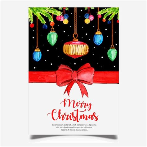 Premium Vector | Watercolor christmas card