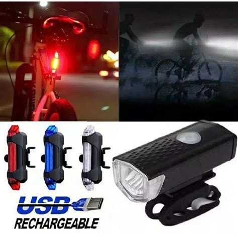 Jual Promo Paket Lampu Sepeda Depan Dan Belakang Led Usb Charge