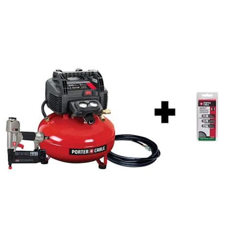 Porter Cable 6 Gal 150 Psi Portable Electric Air Compressor 18 Gauge Brad Nailer And 18 Gauge