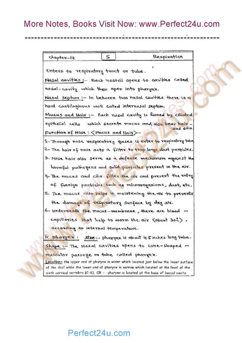 Nd Year Biology Notes Cha Respiration For Kpk Board