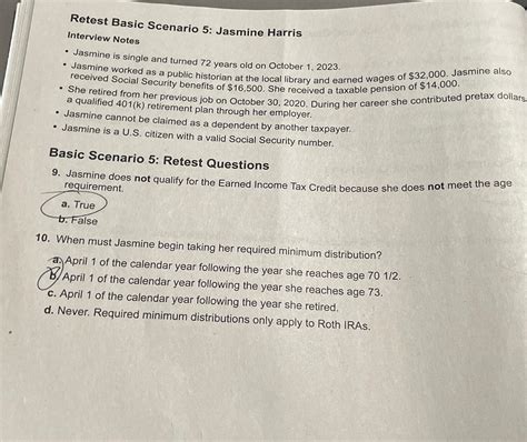 Solved Retest Basic Scenario 5 Jasmine HarrisInterview Chegg