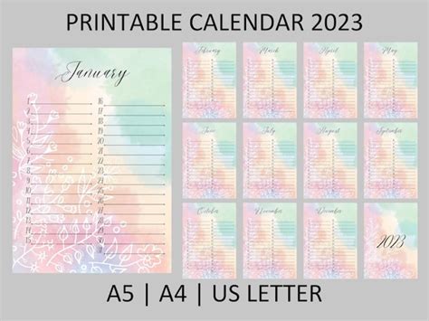 2023 Printable Birthday Calendar Plan Planner A5 A4 US Letter - Etsy