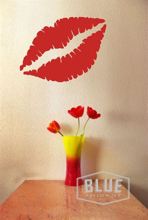 Lips Vinyl Wall Decal Kissing Lips Vinyl Wall Decal Etsy Wall