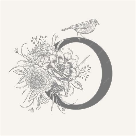 Premium Vector Letter O Luxury Peonies Decorative Herbs Cute Flowers