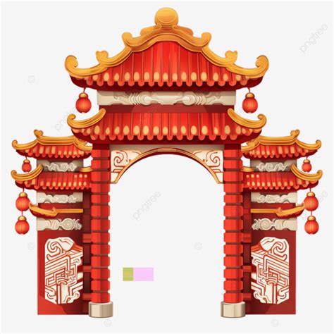 Arquitectura De Puerta China Aislada Sobre Fondo Blanco Png Dibujos