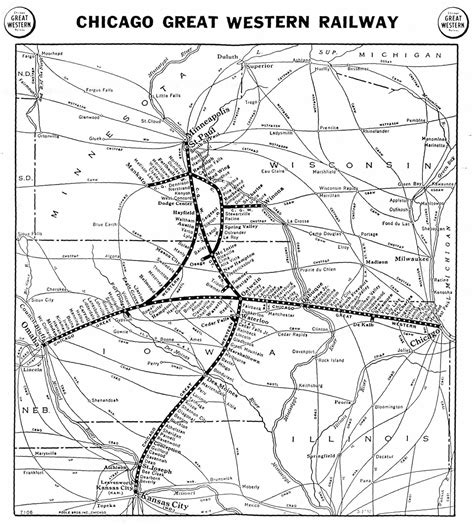 Chicago Northwestern Railroad Maps - System Map