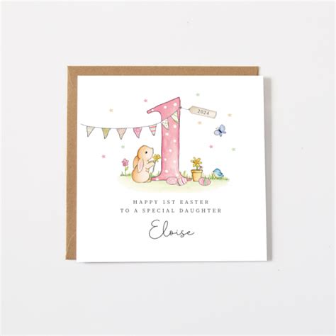 Personalised Girls 1st Easter Card Daughter Granddaughter Niece Goddaughter First Just